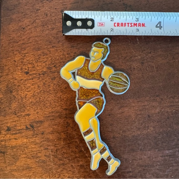 Vintage BASKETBALL PLAYER-gold jersey Stained Glass Window Sun Catchers - Picture 2 of 5